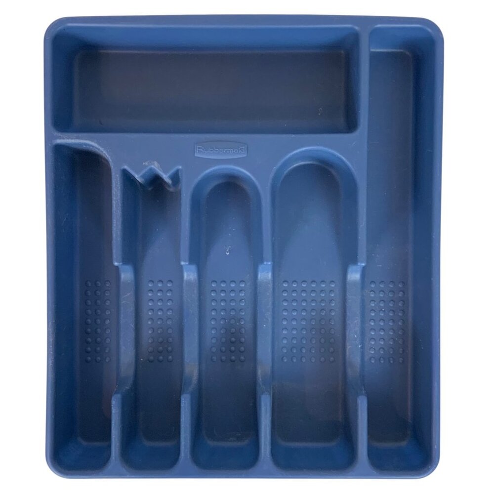 Rubbermaid Blue 6 Compartment Cutlery Utensil Kitchen Drawer Organizer 2925
